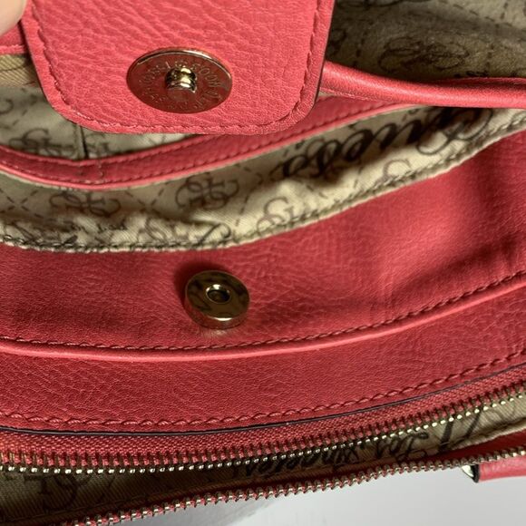 Guess Rose Pink White Panel Satchel Tote Handbag - Picture 10 of 16